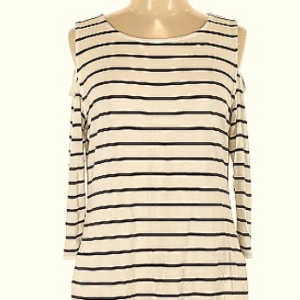 Laundry by Shelli Segal NWT Striped Cloud Dancer Cold Shoulder Top in XL